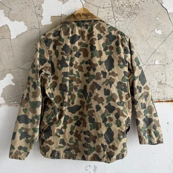Vintage 70s SafTBak Duck Camo Hunting Jacket Men L Frog Skin Corduroy Field Coat - Picture 3 of 12